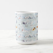 コージーウィンターワンダーランドアイススケートで滑るビレッジパターン コーヒーマグカップ (中央)