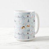 コージーウィンターワンダーランドアイススケートで滑るビレッジパターン コーヒーマグカップ (正面右)