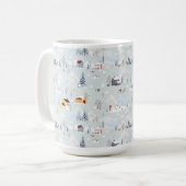 コージーウィンターワンダーランドアイススケートで滑るビレッジパターン コーヒーマグカップ (正面左)