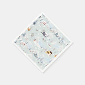 コージーウィンターワンダーランドアイススケートで滑るビレッジパターン スタンダードカクテルナプキン (角)