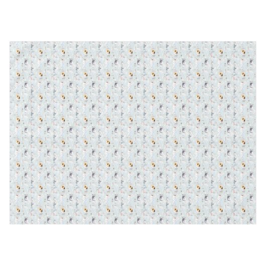 コージーウィンターワンダーランドアイススケートで滑るビレッジパターン テーブルクロス (正面(横))