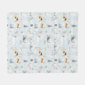 コージーウィンターワンダーランドアイススケートで滑るビレッジパターン フリースブランケット (正面(横))