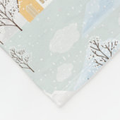 コージーウィンターワンダーランドアイススケートで滑るビレッジパターン フリースブランケット (角)