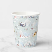 コージーウィンターワンダーランドアイススケートで滑るビレッジパターン 紙コップ (左)