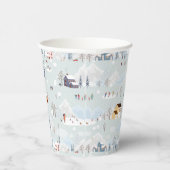 コージーウィンターワンダーランドアイススケートで滑るビレッジパターン 紙コップ (右)