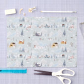 コージーウィンターワンダーランドアイススケートで滑るビレッジパターン 薄葉紙 (クラフト)