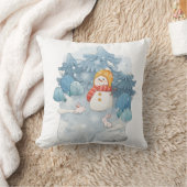 コージーウィンターワンダーランド雪だるま装飾用クッション クッション (ブランケット)