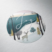 コージーウィンター自然ホリデイ | Joyスクリプトクリスマス ラウンドシール