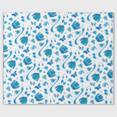 コージーウィンター衣服の水色 ラッピングペーパー (フラット)