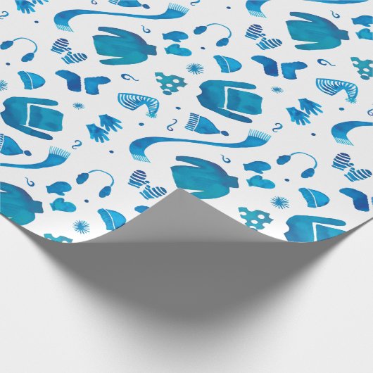 コージーウィンター衣服の水色 ラッピングペーパー (角)
