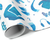 コージーウィンター衣服の水色 ラッピングペーパー (ロールコーナー)