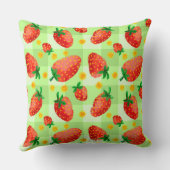 コージーウォーターカラーイチゴとデイジープレイド クッション (裏面)