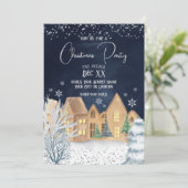 コージーウォーターカラーウィンタービレッジクリスマスパーティー 招待状 (スタンド正面)