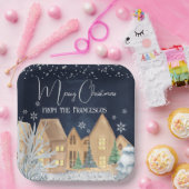 コージーウォーターカラーウィンタービレッジクリスマス ペーパープレート (パーティー)