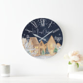 コージーウォーターカラーウィンタービレッジクリスマス ラージ壁時計 (ホーム)