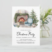 コージーウォーターカラーホームクリスマスパーティの招待状 (スタンド正面)