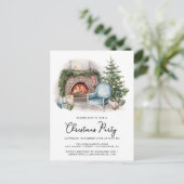 コージーウォーターカラーホームクリスマスパーティの招待状 ポストカード (スタンド正面)