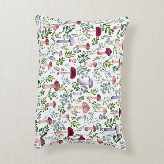 コージーウォーターカラーマッシュルームパターン   アクセントクッション (裏面(縦))