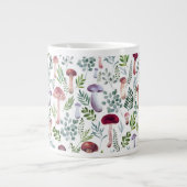 コージーウォーターカラーマッシュルームパターン    ジャンボコーヒーマグカップ (正面)