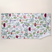 コージーウォーターカラーマッシュルームパターン   ビーチタオル (正面)