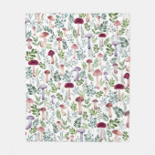 コージーウォーターカラーマッシュルームパターン フリースブランケット (正面)