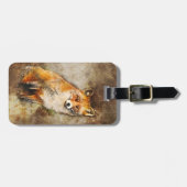 コージーウォーターカラーレッドキツネイン自然 ラゲッジタグ (正面横)