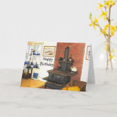 コージーウッドストーブファームハウス カード (黄色い花)