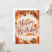 コージーウッドランドウィッシュオータム秋ハッピーバースデー カード (正面/裏面インサイチュ)