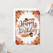 コージーウッドランドオータム秋ハッピーバースデー カード (正面/裏面インサイチュ)