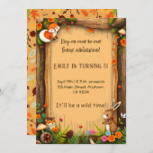 コージーウッドランドクリターズフォレスト誕生日招待状 招待状 (正面/裏面)