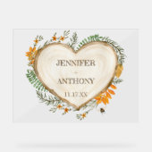 コージーウッドランドコテージコアウッドハート結婚ズ アクリルサイン (正面)