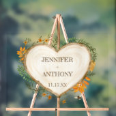 コージーウッドランドコテージコアウッドハート結婚ズ アクリルサイン (ニュートラル)