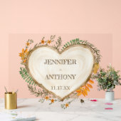 コージーウッドランドコテージコアウッドハート結婚ズ アクリルサイン (ウェディング)