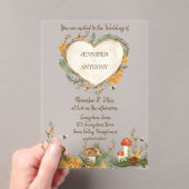 コージーウッドランドコテージコアウッドハート結婚ズ アクリル招待状 (インサイチュ (ポータブル))