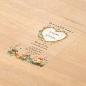 コージーウッドランドコテージコアウッドハート結婚ズ アクリル招待状 (レイダウン)