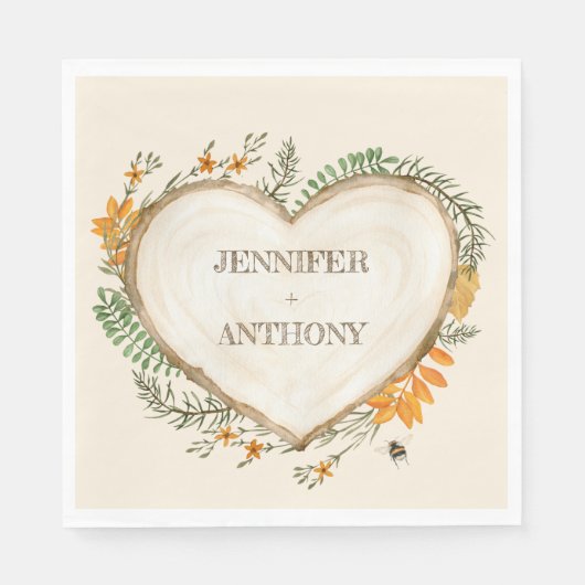 コージーウッドランドコテージコアウッドハート結婚ズ スタンダードランチョンナプキン (正面)