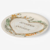 コージーウッドランドコテージコアウッドハート結婚ズ ペーパープレート (アングル)