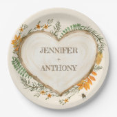 コージーウッドランドコテージコアウッドハート結婚ズ ペーパープレート (正面)