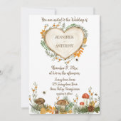 コージーウッドランドコテージコアウッドハート結婚ズ 招待状 (正面)
