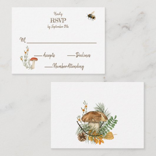 コージーウッドランドコテージコアウッドハートRSVP エンクロージャーカード (正面/裏面)