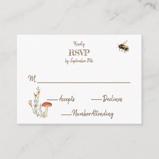 コージーウッドランドコテージコアウッドハートRSVP エンクロージャーカード (正面)