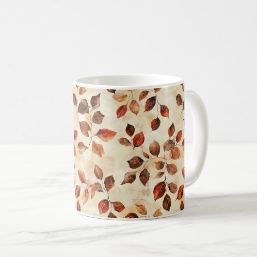 コージーオータムエステティック紅葉プリント コーヒーマグカップ (正面右)