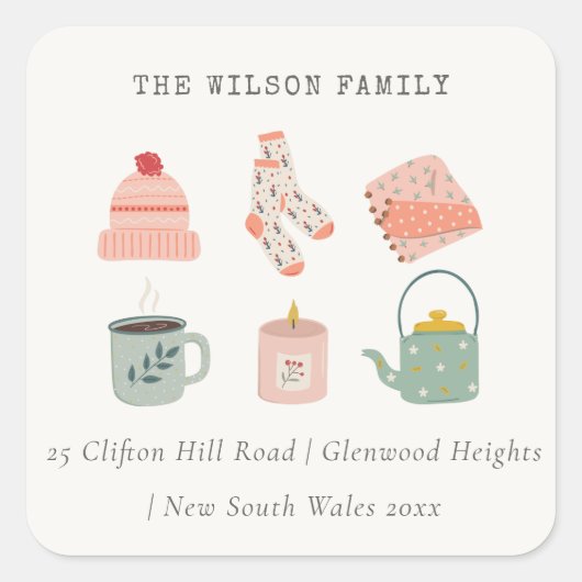 コージーオータムエッセンシャル赤面感謝祭アドレス スクエアシール (正面)