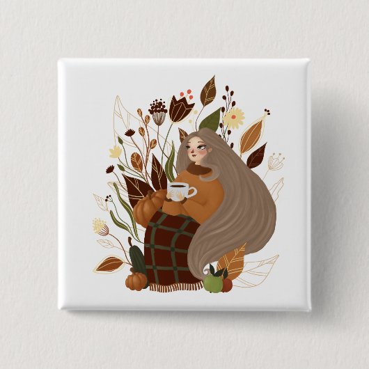 コージーオータムガール 缶バッジ (正面)