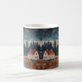 コージーオータムコテージ秋ナイトウォーターカラーアート コーヒーマグカップ (中央)