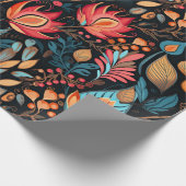 コージーオータムフローラプリントデジタルフォークアート ラッピングペーパー (角)