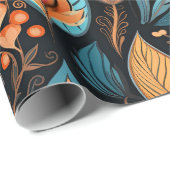 コージーオータムフローラプリントデジタルフォークアート ラッピングペーパー (ロールコーナー)