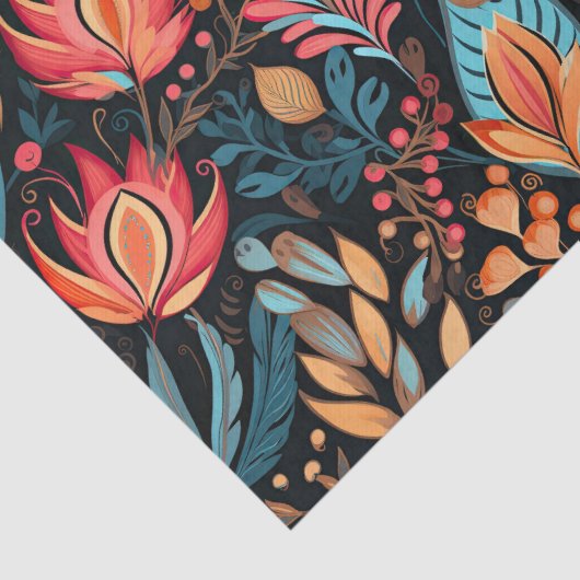 コージーオータムフローラプリントデジタルフォークアート 薄葉紙 (詳細)