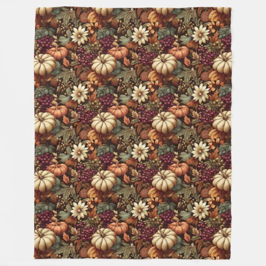 コージーオータムブランケットとカボチャフローラエレガンス フリースブランケット (正面)