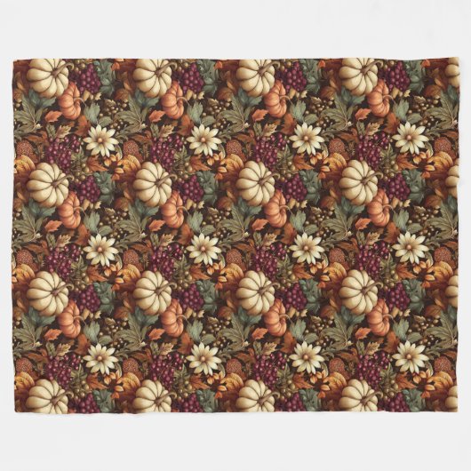 コージーオータムブランケットとカボチャフローラエレガンス フリースブランケット (正面(横))